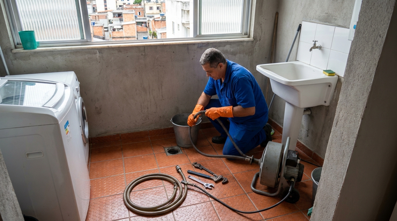 Desentupimento de ralo com equipamento em Indaiatuba‑SP